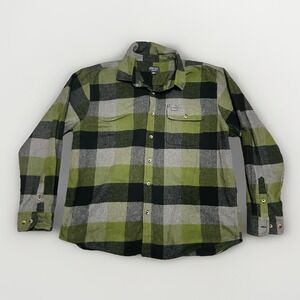 Smith's Workwear Shirt Men's 2XL Green Plaid Flannel Long Sleeve Button Down